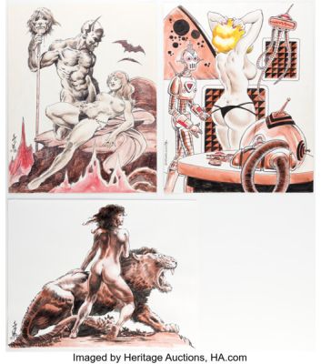 F. Newton "Butch" Burcham - Pin-Up Illustrations Original Art Group of 3 (2014-2019). (Total: 3 Original Art)