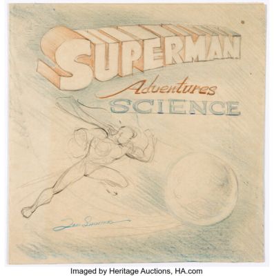 Joe Shuster Superman Adventures In Science Superman Educational Comics Cover Preliminary Original Art (c. 1945-46). | Heritage