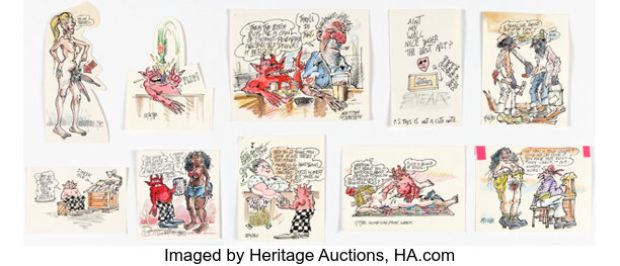 S. Clay Wilson - Checkered Demon Nude and Rude Note Sketches Original Art Group of 10 (c. 1980-1985). (Total: 10 Original Art) | Heritage