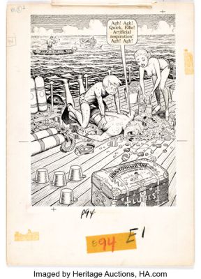 Harvey Kurtzman and Bill (Will) Elder Help! V2#2 "The Adventures of Goodman Beaver - Chapter IV: Goodman, Underwater" Story Page 5 Panel 1 Illustration Original Art (Warren, 1962). | Heritage