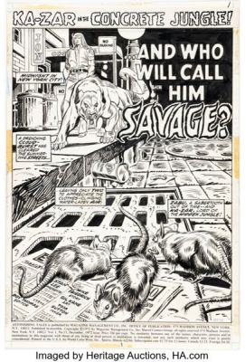 Gil Kane and Tom Sutton Astonishing Tales #15 Ka-Zar Splash Page 1 Original Art (Marvel, 1972). | Heritage