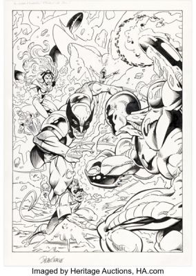 Dylan Teague X-Men Annual 2005 UK Edition Coloring Page Original Art (Panini / Marvel, 2005).