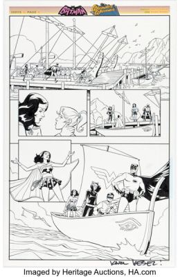 Karl Kesel [David Hahn printed blue lines] Batman ‘66 Meets Wonder Woman ‘77 #3 Story Page 6 Original Art (DC, 2017).