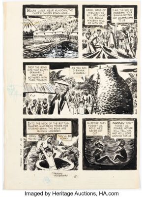 Jesse Marsh Edgar Rice Burroughs‘ Tarzan of the Apes #135 "The Talking Calabashes" Story Page 5 Original Art (Western, 1963).