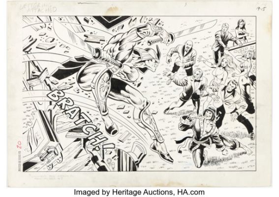 Paul Gulacy and Al Milgrom Master of Kung Fu #20 Double-Page Splash 14-15 Original Art (Marvel, 1974). | Heritage