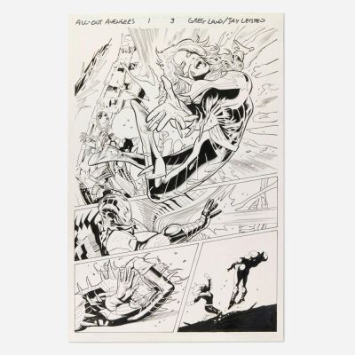 Greg Land and Jay Leisten, All-Out Avengers #1 Story Page 3 Original Art (Marvel Comics, 2022) | Landry Pop Auctions