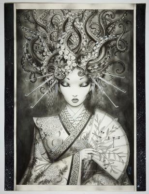 Ledroit - Grande... | LEDROIT - grande illustration à l’encre de Chine, au... | Tessier Sarrou