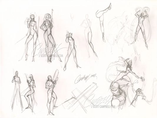 J. Scott Campbell | Original Art: X-Men various, Wolverine, Magneto, Jane Foster (2017) | J. Scott Campbell