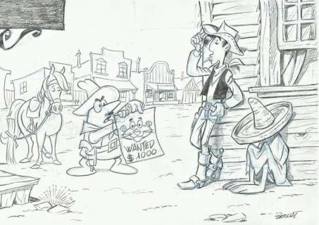 Bernat (Serrat, Bernardo)  - Original drawing - Lucky Luke + Pink Panther | Catawiki