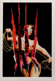 Alex  Ross - Justice #5 cover painting (sexy wonder woman vs cheetah! ) large art 2006