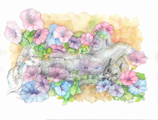 Catwoman Surrounded by Flowers | Corner4art