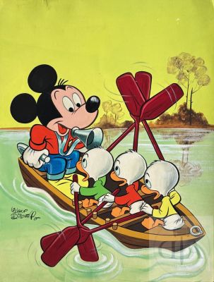 Walt Disney / Couverture Originale Du Journal de Mickey N°341 de Décembre 1958. Rare. Très Belle Réalisation À La Gouache. Tbe. ! 33 X 43 Cm ! | Lot 650 : Walt Disney / Couverture originale du journal de Mickey n°341 de… | Dagoty