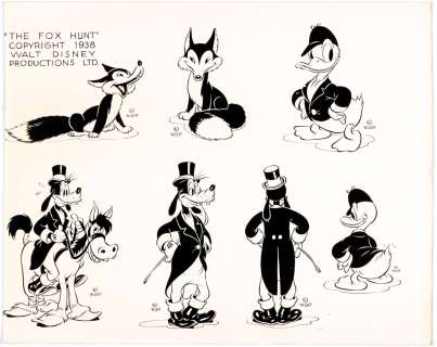 Walt Disney Productions | The Fox Hunt Goofy and Donald Duck Original Model Sheet – Walt Disney, 1938 | Taj Mahal Cómics