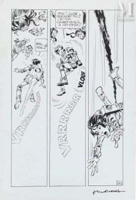 Planche Originale Au Crayon À Papier Et À L’encre de Chine Pour L’histoire Courte "Triomphe de La Technique" | MEZIERES (Jean-Claude) | Millon