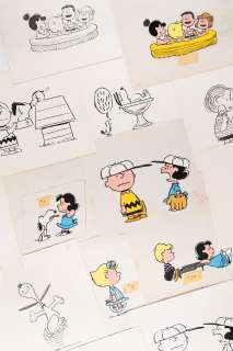 Lot #6030 - Charles Schulz (13) Original 'Peanuts' Drawings for Tarzana's 'Snoopy Bridge'