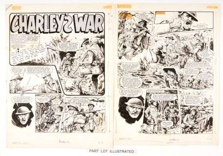 Charleys War: 4 original consecutive artworks (1978) by Joe… | Comic Book Auctions ltd