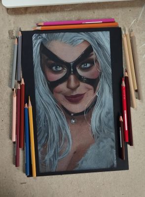 edi santosart - Black Cat - Original Artwork by Edi Santos "9x12"