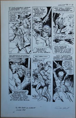 Jesse Santos | Tavola originale per Tales of Sword and Sorcery, Dagar #8. Cm.36 x 55,5. Gold Key. Year 1974. Signed by Don Glut. | Art e Fumetto