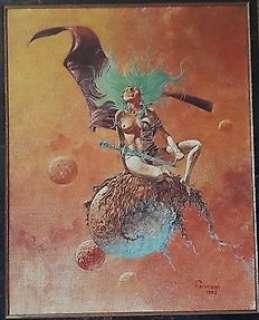 Hermann - Origineel schilderij - Amazone op een rode planeet - SF-werk - First edition - (1983) | Catawiki