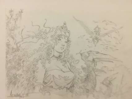 Aouamri - Dessin original - Pelisse - La quête de l’oiseau du temps - (2008) | Catawiki