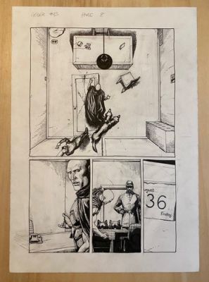 Gary Frank Geiger original comic art #23, p8. Superman, Batman, Hulk artist