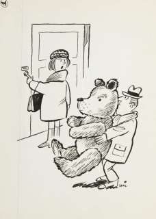 Gwidon Miklaszewski (1912 - 1999) | Gwidon Miklaszewski | " - Jaś nie powinien tego misia teraz zobaczyć - schowaj go pod płaszcz!", lata 80. XX w. | Desa Unicum