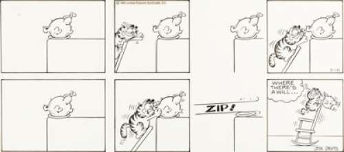 Jim Davis Garfield Sunday Comic Strip Original Art dated 3-16-80 (United Feature Syndicate, Inc., 1980).... | Heritage