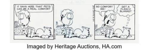 Davis, Jim | Jim Davis Garfield Consecutive Daily Comic Strip Original Art Group of 6 (PAWS/Universal Press, 2002).... (Total: 6 Original Art) | Heritage