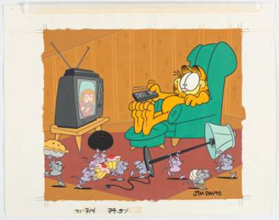 Jim Davis Studio | Jim Davis Studio Channel Surfing Garfield Illustration Original Art (PAWS, c.1990s).... | Heritage