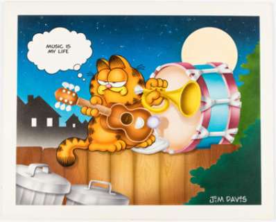 Jim Davis Studio | Jim Davis Studio Garfield Music is Life Illustration Original Art (c.1990s).... | Heritage