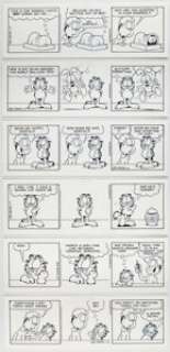 Davis, Jim | Jim Davis Garfield Consecutive Daily Comic Strip Original Art Group of 6 (PAWS/Universal Press Syndicate, 1999).... (Total: 6 Original Art) | Heritage