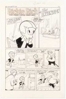 Harvey Artist Little Dot Dotland #3 "Richie Rich and the Invention" Complete 5-Page Story Original Art (Harvey, 1962). (Total: 5 Original Art) | Heritage