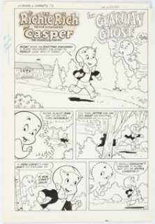 Warren Kremer Richie Rich & Casper #2 "Guardian Ghost, Part 1" Complete 5-Page Chapter Original Art (Warren, 1974). (Total: 5 Original Art) | Heritage