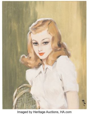 David Wright Game and Set Pin-Up Painting Illustration Original Art (1957). | Heritage