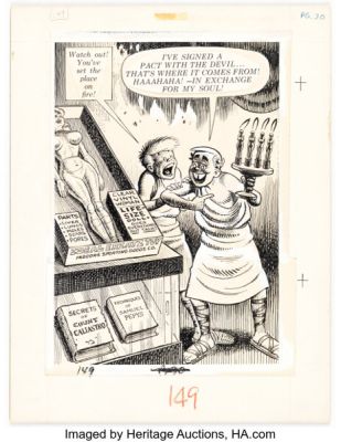 Harvey Kurtzman and Bill (Will) Elder Help! V2#1 (#13) "The Adventures of Goodman Beaver - Chapter III Goodman Goes Playboy" Story Page 6 Panel 4 Illustration Original Art (Warren, 1961). | Heritage