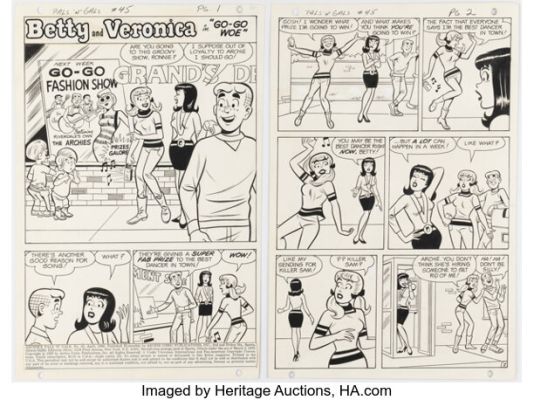 Bob Bolling and Mario Acquaviva Archie’s Pals ’n’ Gals #45 "Go-Go Woe" Complete 6-Page Story Original Art (Archie, 1968). (Total: 6 Original Art) | Heritage