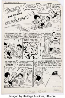 Bob White Pat the Brat #20 "It’s Worth a Scent!" Bunny and the Kids Complete 4-Page Story Original Art (Archie, 1957). (Total: 4 Original Art) | Heritage