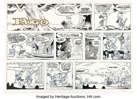 Walt Kelly Pogo Sunday Comic Strip Original Art dated 5-21-72 (Publishers-Hall Syndicate, 1972). | Heritage