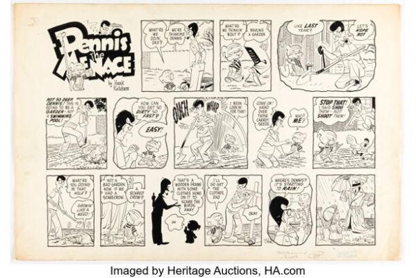 Hank Ketcham Dennis the Menace Sunday Comic Strip Original Art dated 4-11-54 (Post-Hall Syndicate, 1954).