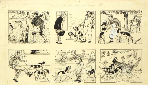 Falco |  » Les Chiens de Monsieur Tayot  » – Planches Originales – Page 1,2 et 3 | Zic et Bul