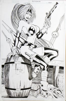 Axel Lei |  » RED MONIKA  » illustration originale | Zic et Bul