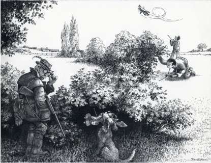 Claude Serre (1938-1998) - Scène de chasse, Chasse & pêche, 1995