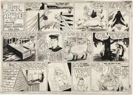 151: Crane Buz Sawyer Sunday 6/10/45 original comic art | Russ Cochran