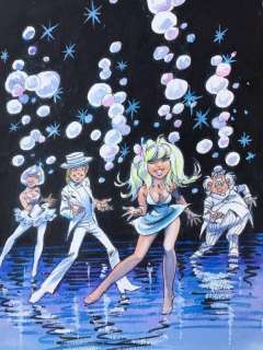 Dany | Dany - Dessin original couleur -Â Olivier Rameau et Colombe sur la piste de danse | Catawiki