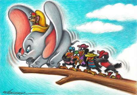Joan Vizcarra | Dumbo & Friends! - Original Drawing - Joan Vizcarra - 50 x 32 cm | Catawiki