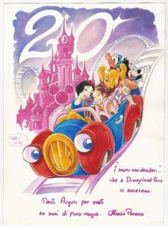 Ottavio Panaro | Ottavio Panaro - illustrazione originale per il 20° Anniversario di Disneyland Paris - Exemplaire unique - (2012) | Catawiki