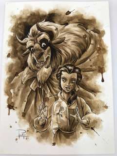 Juapi Coffee Artist | Original Coffee Painting - BEAUTY AND THE BEAST (2021) | Catawiki