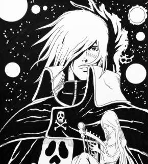 Luciano Bernasconi | Capitan Harlock - illustrazione originale di Lube - firmata - Page volante | Catawiki