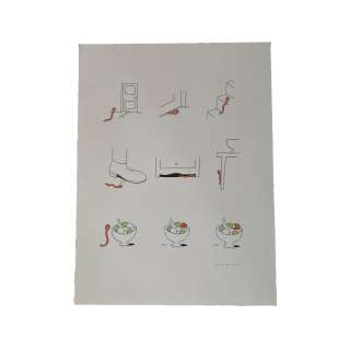 PETIT-ROULET Philippe (Né en 1953) "Red worm ". Histoire muette en 9 dessins originaux oÃ¹ l‘on suit l‘insolite personnage titre...