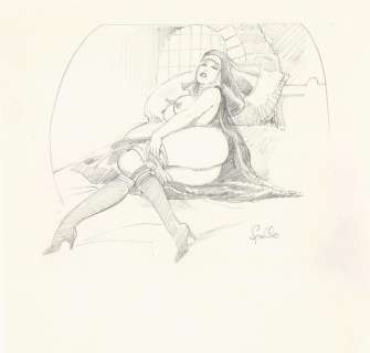 Leone Frollo | Leone Frollo - illustrazione originale "La Monaca Lussuriosa" - Page volante - Exemplaire unique | Catawiki